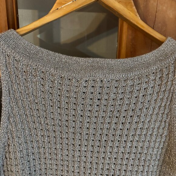 Donna Karan New York Women's Metallic Open-Weave Sweater Tank grey color/ XL - Picture 8 of 15